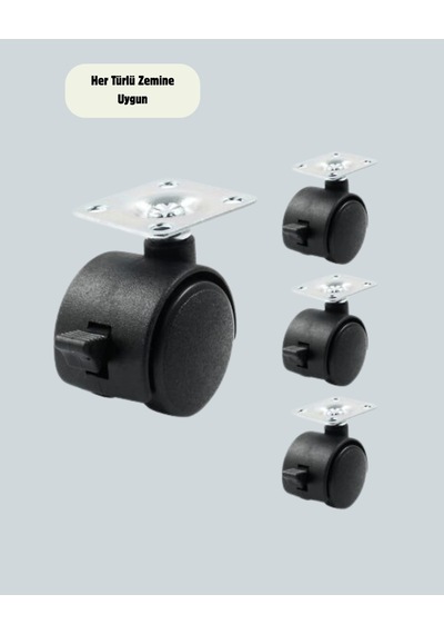 Hubrendy Tekno Mobilya İçin Kilitli 4 Cm Tekerlek Ayak Seti 16063626