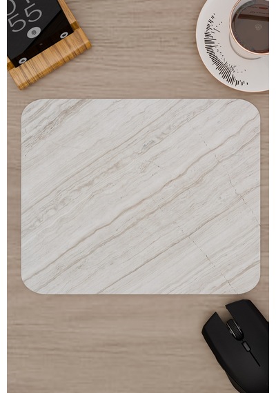 Beyaz Mermer Kaymaz Dikişli Kauçuk Oyuncu Mousepad V2 - 22x18 Gaming Mouse Pad Fare Altlığı