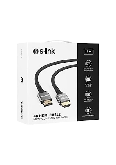 Slx-hd4k15 19+1 Hdmı To Hdmı 15m Metal V2.0 4k 4096 2160 30hz Kablo