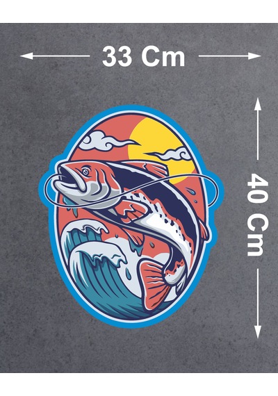 Balık Avı Balıkçılık Sticker - Denizcilik Balık Off Road Araba Oto Motosiklet Karavan Cam Sticker - 00224 40x33 Cm