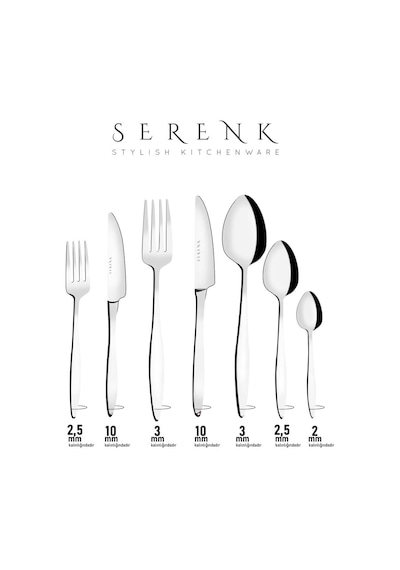 Serenk Milano Çelik Çatal Kaşık Bıçak Takımı 18 Parça Gümüş