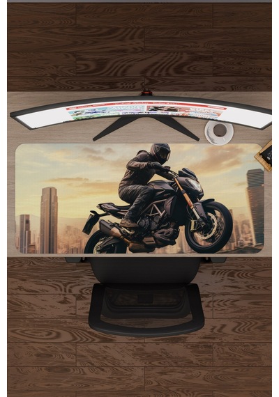 Motorsiklet Kaymaz Dikişli Kauçuk Oyuncu Mousepad V1 - 90x40 Xxl Gaming Mouse Pad Fare Altlığı