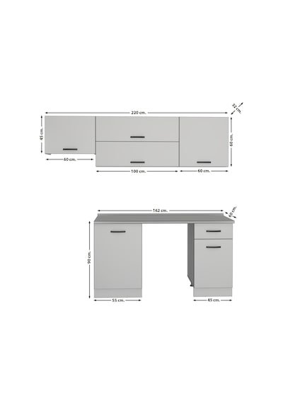 Decoraktiv Elite 220 Mdf Hazır Mutfak Dolabı - Tezgah Dahil - Antrasit - Buz Gri Diğer Decoraktiv Elite 220 Mdf Hazır Mutfak Dolabı - Tezgah Dahil - Antrasit - Buz Gri Diğer