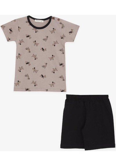 Breeze Erkek Bebek Pijama Takımı Sevimli Köpekcik Desenli 9 Ay-3 Yaş, Kahverengi-kahverengi Kahverengi