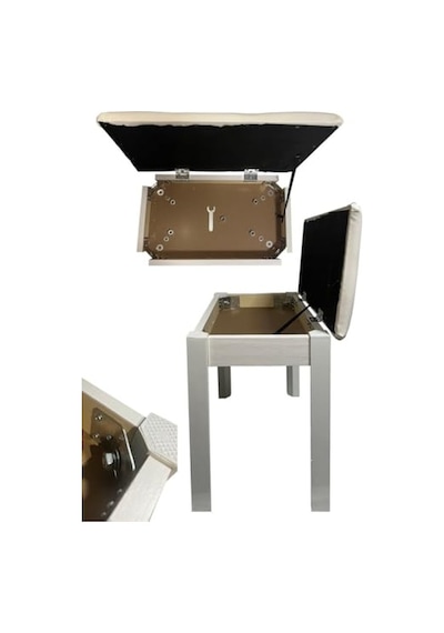 Midex Tbx-144wh Üst Kalite Piyano Taburesi Gizli Bölmeli Beyaz Renk 32x54x48