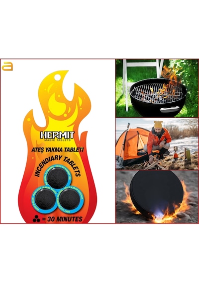 Hermit Doğa Dostu Ateş Yakma Tableti 3 Lü Paket Doğa Dostu & Pratik Bej