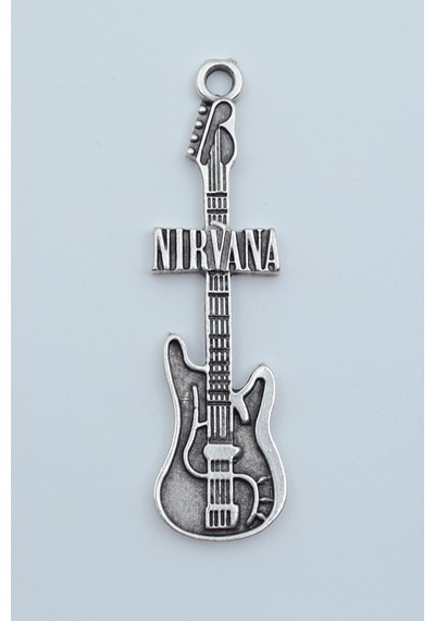 Nirvana Elektro Gitar Gümüş Kaplama Kolye Ucu Kod 1564 Gümüş