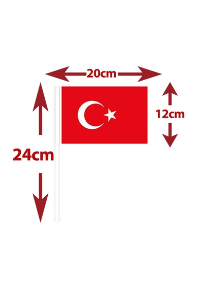 80 Adet Çubuklu Kağıt Türk Bayrağı Çıtalı Sopalı Ayyıldız Baskılı Bayrak 23 Nisan 19 Mayıs Süsleme Tüm Yaşlar