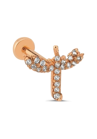 14 Ayar Altın Taşlı Atenis Tragus Küpe Pembe Altın