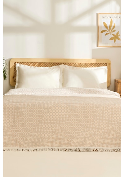 Kaşmir Home Favlo Çift Kişilik Jakar Muslin Pike Bej Bej
