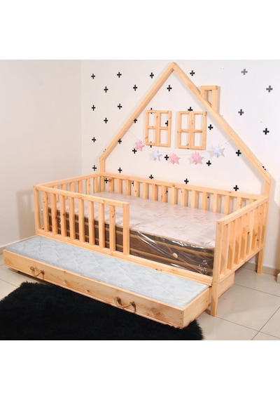 Markaawm Markaawm Montessori Çocuk Yatak Yavrulu 90X190 Karyola Ağacı Akçaağaç