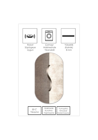 West Home Dijital Baskı Yıkanabilir Kaymaz Taban Leke Tutmaz Oval Mutfak Halısı Salon Halısı Ve Yolluk Wh 559 Beige Oval
