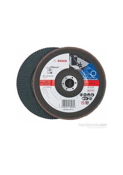 180 Mm Zımpara Diski, 22,23 Mm Delik, 60 Kum