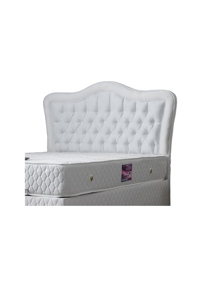 Setaymobilya Baza, Camelli Çift Kişilik Beyaz Baza + Başlık + Deluxe Yatak