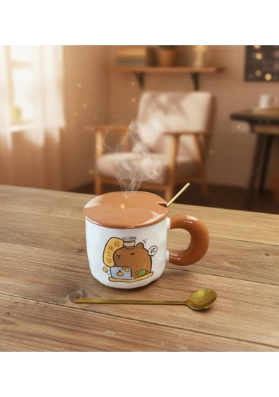 Çalışkan Capybara Temalı Seramik Kupa-464 Çok Renkli