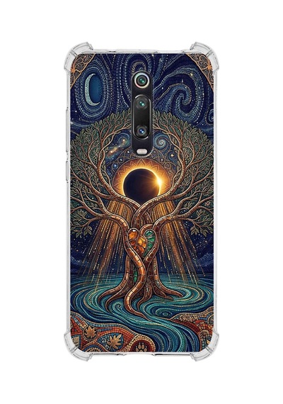 Printify Xiaomi Mi9tpro İle Uyumlu Simya Serisi Kozmik Denge Tasarımlı Uv Baskılı Köşe Korumalı Antişok Kılıf Şeffaf