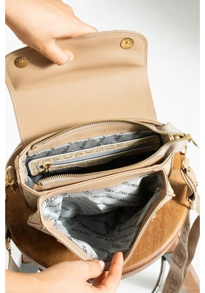 Just Polo Kadın Su Geçirmez Ayarlanabilir Askılı Lüks El & Omuz Çantası Shoulder Bag Ebat: 25 X 15 Cm Vizon