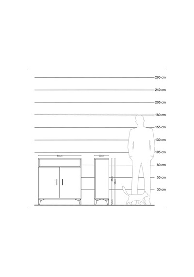 Arges Şifonyer 3 Raflı 2 Kapaklı 88x30x96 Çam-antrasit Çam