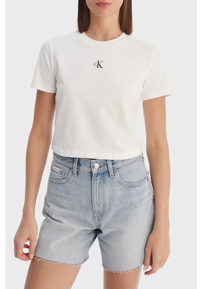 Calvin Klein Bayan T Shirt Lv047ab213 Yaf Beyaz BEYAZ