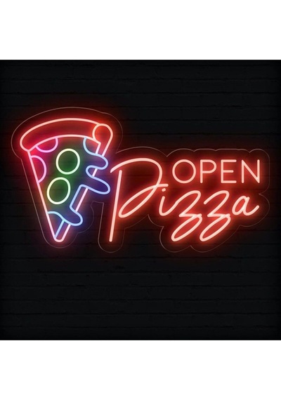 Open Pizza Yazılı Neon Tabela Kırmızı