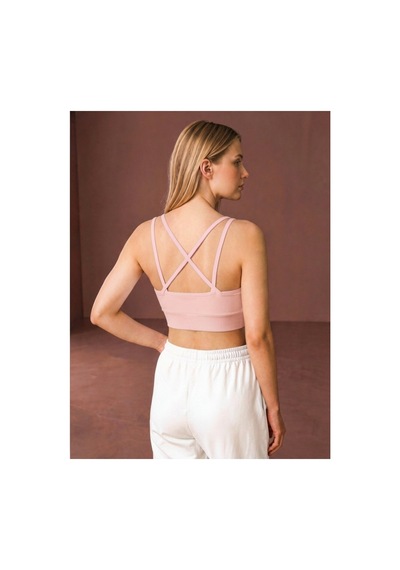 Dark Velvet Kadın Çapraz Askılı Dikişsiz Görünümlü Bralet Büstiyer Açık Pembe