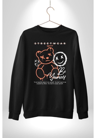 Yükseliş İçin Kendin Ol Unisex Siyah Sweatshirt Siyah