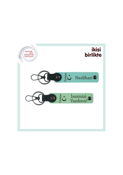 Birlikte Geçen Günleri Onurlandıran Hediye Ayyıldız Ve Türkiye Anahtarlık X2 Set, Turkuaz-yeşil