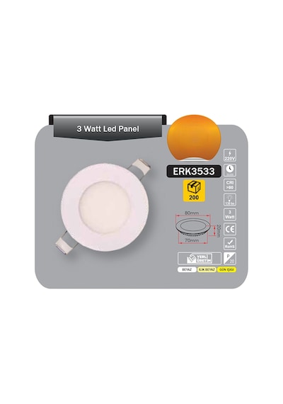 Tek-İş Led Panel 3 W Gün Işiği 220v 130lm