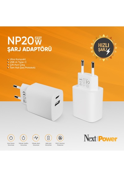 NextPower NP20W Hızlı Şarj Adaptörü
