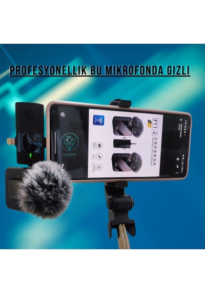F11-2 Mikrofon. 2 Küçük Mikrofonun 3'ü 1 Arada, iPhone Uyumlu, Android Telefonlar Ve Kamera 6,35mm Fişi Var