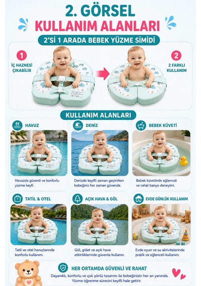 Bebek Simidi Sökülebilir Oturaklı & Fonksiyonel Dinozor Temalı 2 İn1 Büyüyen-deniz Simidi Ld003