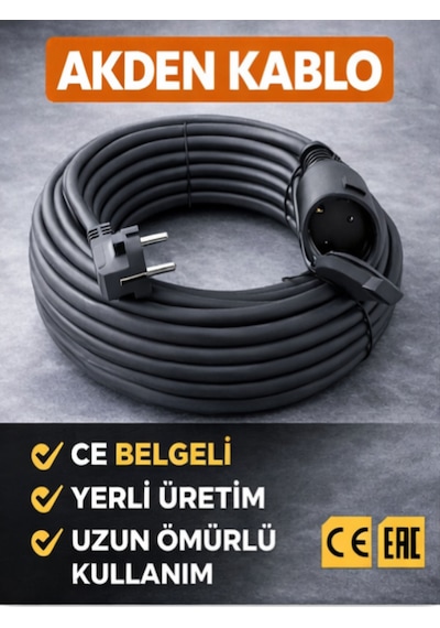 Kablo 40 Metre 3x2,5mm Uzatma Kablosu Tam Kesit Kaynak Makinası Kullanıma Uygundur