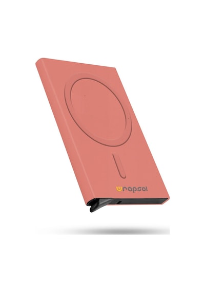 Wrapsol Magsafe Mekanizmalı Kartlık Rfid Korumalı Alüminyum Otomatik Kredi Kartlık Renkli Parlak Saks Mavi Metalik Yavruağzı Metalik Yavruağzı