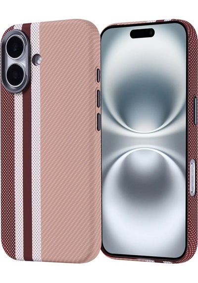 Apple iPhone Uyumlu 16 Kılıf Ultra İnce Karbon Tasarımlı Ve Magsafeli Cabix Premium Kapak Gold
