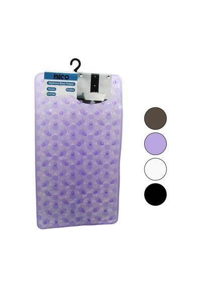 Dikdörtgen - Lüx Pvc Petek Desen - Şeffaf-buzlu 98pcs Vantuz Kaydırmaz Banyo - Küvet Paspas 37x68cm 5705