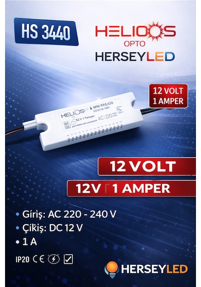 Helios Hs-3440 12v 1 Amper Mini Trafo 12w