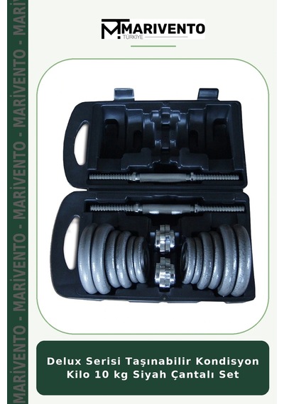 Delux Serisi Taşınabilir Kondisyon Kilo 10 Kg Siyah Çantalı Set