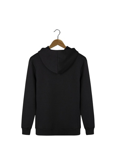Blackjack Giyim Unisex Siyah Önü Baskılı Kalın 2 Iplik Şardonlu Kapüşonlu Hoodie Sweatshirt Siyah1