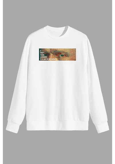 Startmore Art Vincent Van Gogh Baskılı Beyaz Unısex Sweatshirt Beyaz