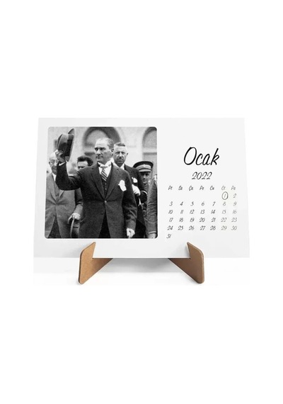 Atatürk Fotoğraflı 2027 Masa Takvimi Kraft Yatay Form