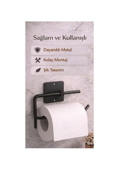 Buççin Online Mağaza Modern Metal Tuvalet Kağıtlığı Mat Siyah Wc Kağıtlık Yapışkanlı Veya Monte Siyah Çok Renkli