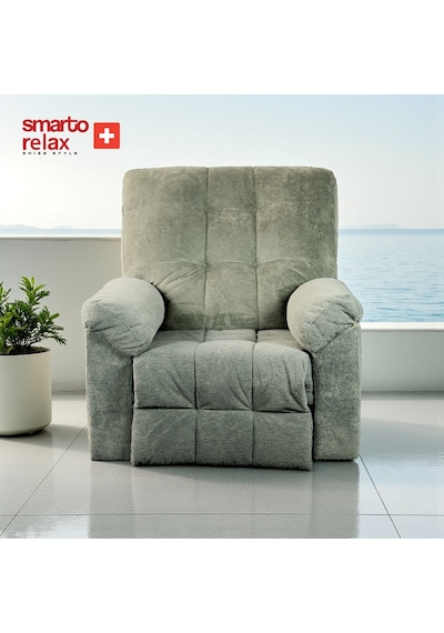 Smarto Relax Tv Koltuğu New York Sabit Ergonomik Kadife/şönil Gri Dekoratif Baba Koltuğu Gri
