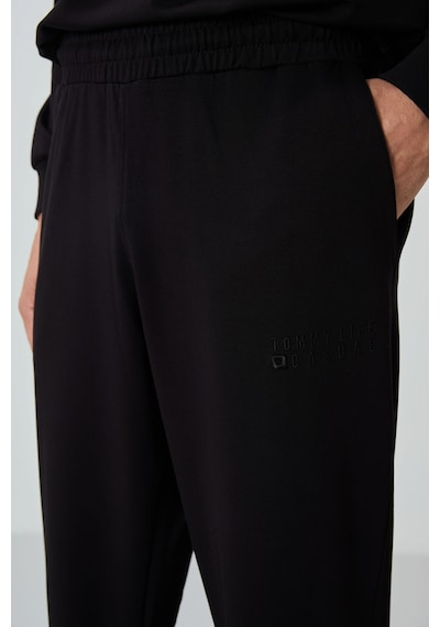 Tommy Life 85120 Casual O Yaka Lastik Paça Pamuklu Oversize Erkek Eşofman Takımı - Siyah