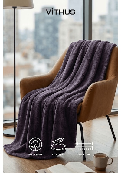 Wellsoft Tv Battaniyesi Peluş Polar Ultra Yumuşak Battaniye 140x170 Cm Antrasit