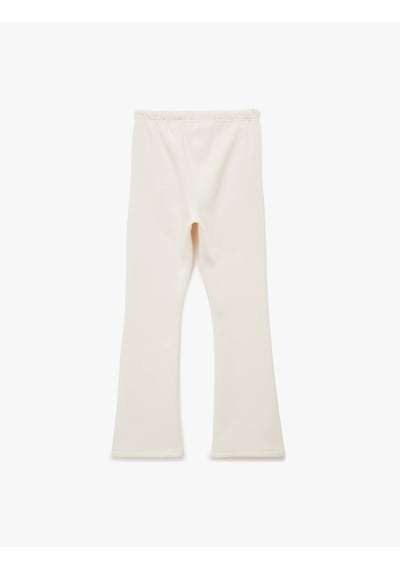 Koton Rahat Kesim Bağlama Detaylı Pamuk Karışımlı Şardonlu Pijama Altı Bej 6wlk40139mk Ekru