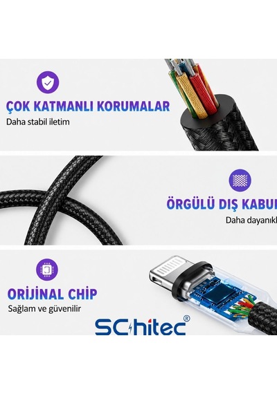 Schitec Lightning To 3.5mm Aux Dönüştürücü 10cm Siyah Hg/axt-01