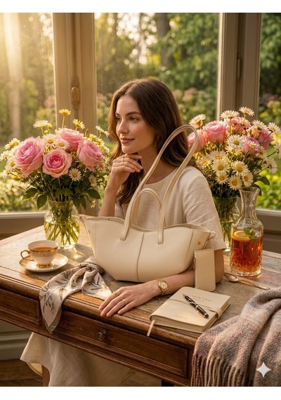 Housebags Valentina Kadın Fermuarlı + Cüzdan Charm El Ve Omuz Çantası Bej