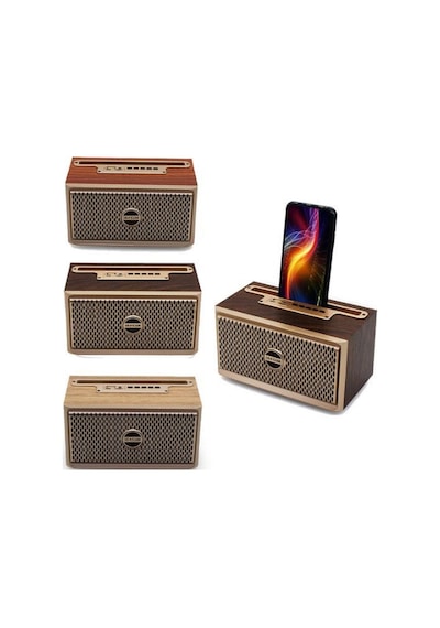 Ahşap 10w Telefon Standlı Süper Baslı Bluetooth Hoparlör Ahşap Rengi - 622847007