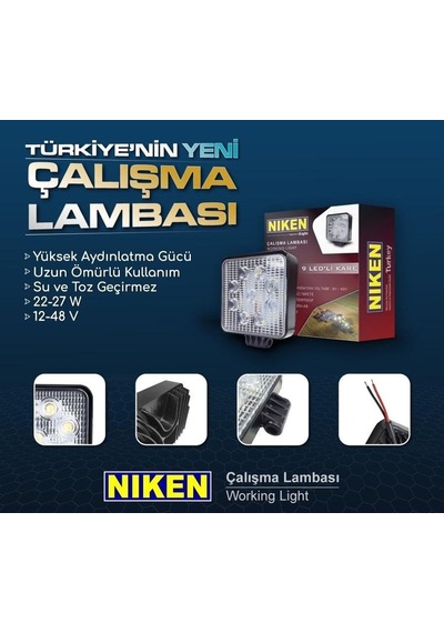 Çalışma Lambası Ledli Kare 22-27W 16 Ledli Niken