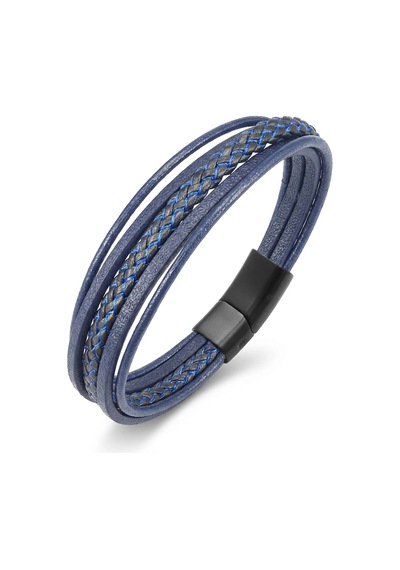 Moncuk Design Mavi Siyah Çoklu Deri Bileklik Zamak Kilit 33513b2d7z Açık Mavi
